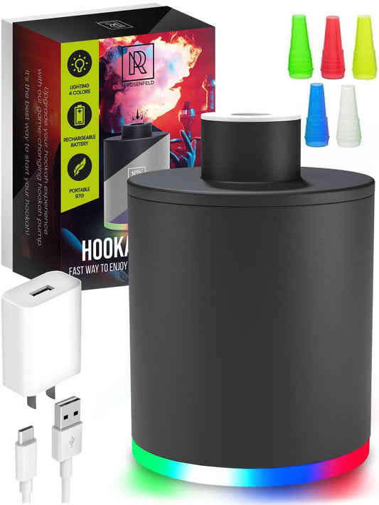 Black Hookah Pump Hookah Starter with 1000 mAh Rechargeable Battery